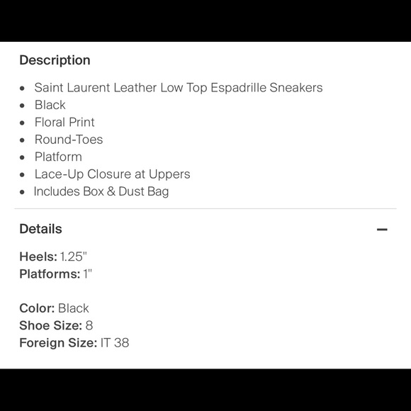 Saint Laurent Leather Low Top Floral Espadrilles Sneakers - Picture 15 of 16